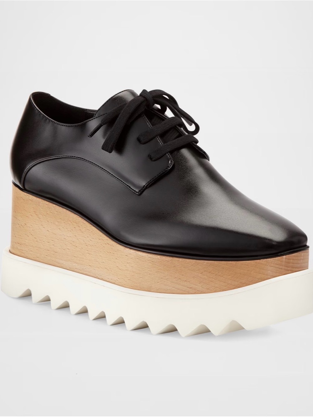 Stella McCartney Elyse Black and Tan Platform Lace-Up Oxfords